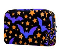 Beauty case da donna, con pipistrelli volanti e stelle, per articoli da toeletta da viaggio, grande, con cerniera, Multi, 18.5x7.5x13cm/7.3x3x5.1in, Beauty case