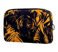 Beauty case da donna, con sagoma di foglie tropicali, per articoli da toeletta da viaggio, grande, con cerniera, Multi, 18.5x7.5x13cm/7.3x3x5.1in, Beauty case