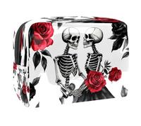 Beauty case da donna con scheletro e abito da sposa, borsa da viaggio grande in PVC per trucchi, pratica borsa organizer con cerniera, Multi, 18.5x7.5x13cm/7.3x3x5.1in, Beauty case
