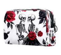 Beauty case da donna con scheletro e abito da sposa, borsa da viaggio per articoli da toeletta grandi, pratica borsa organizer con cerniera, Multi, 18.5x7.5x13cm/7.3x3x5.1in, Beauty case