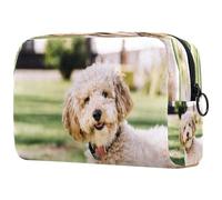 Beauty case da donna, con scritta "Dog Having Fun in The Park", per articoli da toeletta da viaggio, grande, con cerniera, Multi, 18.5x7.5x13cm/7.3x3x5.1in, Beauty case