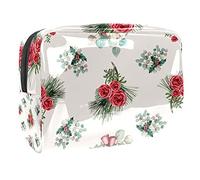 Beauty case da donna con scritta "Her Side and His Side", colore bianco, rosa e rosa, organizer da viaggio portatile per articoli da toeletta, Multicolore 05, 18.5x7.5x13cm/7.3x3x5.1in, Beauty Case