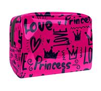 Beauty case da donna con scritta "Her Side and His Side", colore bianco, rosa e rosa, organizer da viaggio portatile per articoli da toeletta, Multicolore 03, 18.5x7.5x13cm/7.3x3x5.1in, Beauty Case