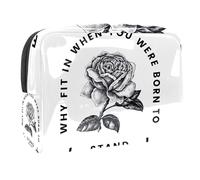 Beauty case da donna con scritta "Her Side and His Side", colore bianco, rosa e rosa, organizer da viaggio portatile per articoli da toeletta, Multicolore 04, 18.5x7.5x13cm/7.3x3x5.1in, Beauty Case