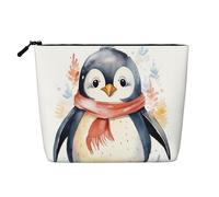 Beauty case da donna, con simpatico motivo bradipi in stile cartone animato, borsa da viaggio portatile, organizer quotidiano con cerniera, Simpatico pinguino cartone animato, Taglia unica