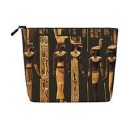 Beauty case da donna con stampa di geroglifici egiziani antichi e graziosi, da donna, trousse da viaggio, Nero , Taglia unica