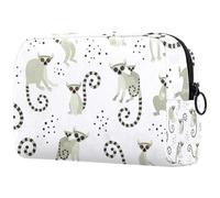 Beauty case da donna, con stampa di lemuri africani del Madagascar, borsa da viaggio per articoli da toeletta grande, pratica borsa organizer con cerniera, Multi, 18.5x7.5x13cm/7.3x3x5.1in, Beauty
