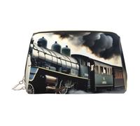 Beauty case da donna con stampa di treno a vapore e nuvole, Oro, Taglia unica, Classico