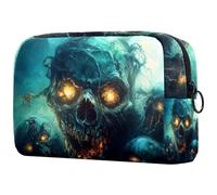 Beauty case da donna, con teschi morti horror, borsa da viaggio per articoli da toeletta grande, pratica borsa organizer con cerniera, Multi, 18.5x7.5x13cm/7.3x3x5.1in, Beauty case