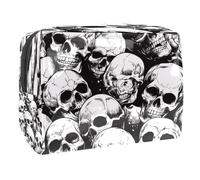 Beauty case da donna, con teschi morti umani, borsa da viaggio grande in PVC per trucchi, pratica custodia organizer con cerniera, Multi, 18.5x7.5x13cm/7.3x3x5.1in, Beauty case