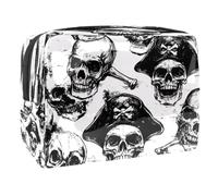 Beauty case da donna, con teschi pirati morti, beauty case da viaggio, grande, in PVC, pratico astuccio organizer con cerniera, Multi, 18.5x7.5x13cm/7.3x3x5.1in, Beauty case