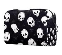Beauty case da donna, con teschio e fantasmi, per articoli da toeletta da viaggio, grande, pratica borsa organizer con cerniera, Multi, 18.5x7.5x13cm/7.3x3x5.1in, Beauty case