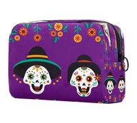Beauty case da donna, con teschio e scritta "Day of the Dead", borsa da viaggio grande, pratica borsa organizer con cerniera, Multi, 18.5x7.5x13cm/7.3x3x5.1in, Beauty case