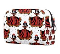 Beauty case da donna, con teschio e scritta "Day of the Dead", borsa da viaggio per articoli da toeletta grande, pratica borsa organizer con cerniera, Multi, 18.5x7.5x13cm/7.3x3x5.1in, Beauty case