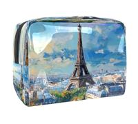 Beauty case da donna con Torre Eiffel di Parigi, borsa da viaggio per articoli da toeletta grandi, in PVC, pratica custodia organizer con cerniera, Multi, 18.5x7.5x13cm/7.3x3x5.1in, Beauty case