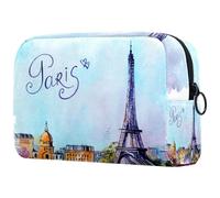 Beauty case da donna con Torre Eiffel di Parigi, borsa da viaggio per articoli da toeletta grandi, pratica borsa organizer con cerniera, Multi, 18.5x7.5x13cm/7.3x3x5.1in, Beauty case