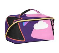 Beauty case da donna con triangoli colorati viola con divisori eleganti borse da viaggio con scomparti e maniglia
