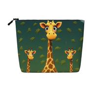 Beauty case da donna, con triangoli gialli e marroni, portatile, da viaggio, organizer quotidiano con cerniera, Cartoon Giraffa, Taglia unica
