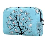 Beauty case da donna, con uccellini che cantano sull'albero, borsa da viaggio per articoli da toeletta grande, pratica borsa organizer con cerniera, Multi, 18.5x7.5x13cm/7.3x3x5.1in, Beauty case