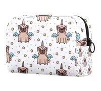 Beauty case da donna, con unicorno e cane in ali, borsa da viaggio grande per trucchi, pratica borsa organizer con cerniera, Multi, 18.5x7.5x13cm/7.3x3x5.1in, Beauty case