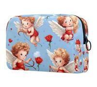 Beauty case da donna Cupido Love Rose con cerniera beauty case da viaggio organizer per cosmetici, Multicolore 5, 18.5x7.5x13cm/7.3x3x5.1in, Art Deco