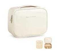 Beauty case da donna, da viaggio, per ragazze, in pelle PU, con manico, per il trucco, grande borsa per la cultura da viaggio, borsa cosmetica, borsa per la bellezza, impermeabile, borsa per il