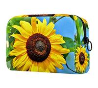 Beauty case da donna e ragazza con girasole Helianthus Blossom Flowers, capiente borsa per cosmetici, borsetta con cerniera, Multicolore 02, 18.5x7.5x13cm/7.3x3x5.1in, Beauty Case