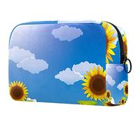 Beauty case da donna e ragazza con girasole Helianthus Blossom Flowers, capiente borsa per cosmetici, borsetta con cerniera, Multicolore 04, 18.5x7.5x13cm/7.3x3x5.1in, Beauty Case