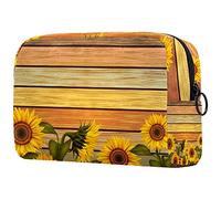 Beauty case da donna e ragazza con girasole Helianthus Blossom Flowers, capiente borsa per cosmetici, borsetta con cerniera, Multicolore 10., 18.5x7.5x13cm/7.3x3x5.1in, Beauty Case