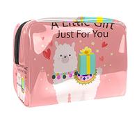 Beauty case da donna e ragazza, con scritta "A Little Gift Just for You" in stile cartone animato Alpaca-01, borsa per cosmetici, borsetta con cerniera, Multicolore 01, 18.5x7.5x13cm/7.3x3x5.1in,