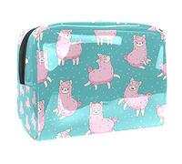 Beauty case da donna e ragazza, con scritta "A Little Gift Just for You" in stile cartone animato Alpaca-01, borsa per cosmetici, borsetta con cerniera, Multicolore 08, 18.5x7.5x13cm/7.3x3x5.1in,