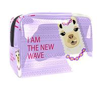 Beauty case da donna e ragazza, con scritta "A Little Gift Just for You" in stile cartone animato Alpaca-01, borsa per cosmetici, borsetta con cerniera, Multicolore 03, 18.5x7.5x13cm/7.3x3x5.1in,