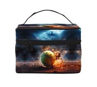 Beauty case da donna, grande capacità, con motivo fulmine, da viaggio, (22,9 x 16,5 x 15,7 cm), grande borsa per il trucco per ragazze