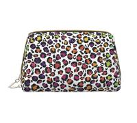 Beauty case da donna, in pelle PU, con glitter colorati, motivo leopardato, grande capacità, da viaggio, trousse per articoli da toeletta, Motivo leopardato glitterato colorato, Misura unica
