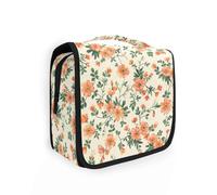 Beauty case da donna in stile country con fiore arancione con gancio per appenderlo, kit da toilette chic palestra