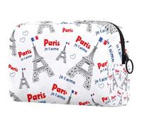 Beauty case da donna, motivo Parigi e Torre Eiffel, borsa da viaggio per articoli da toeletta grandi, pratica borsa organizer con cerniera, Multi, 18.5x7.5x13cm/7.3x3x5.1in, Beauty case
