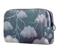 Beauty case da donna, motivo: scena del cielo con tuoni e pioggia, per articoli da toeletta da viaggio, grande, pratica borsa organizer con cerniera, Multi, 18.5x7.5x13cm/7.3x3x5.1in, Beauty case