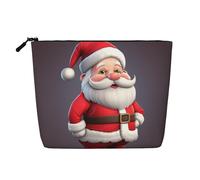 Beauty case da donna per prato e giardino, organizer da viaggio portatile, borsa da toilette con chiusura a zip, Babbo Natale, Taglia unica