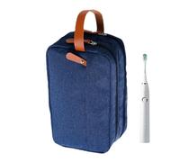 Beauty case da uomo, borsa da viaggio da uomo, impermeabile, a doppio strato, con manico per la cura del corpo, Blu mare, descrizione, descrizione