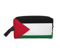 Beauty case da uomo con stampa bandiera della Palestina, borsa per cosmetici, capiente borsa da viaggio da donna, bianco, Taglia unica