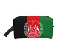 Beauty case da uomo con stampa bandiera dell'Afghanistan, borsa per cosmetici, capiente, da viaggio, bianco, Taglia unica