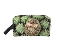Beauty case da uomo con stampa di cactus, con ricci, borsa per cosmetici, capiente, borsa da viaggio da donna, bianco, Taglia unica