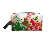 Beauty case da uomo con stampa di omini di pan di zenzero, borsa per cosmetici, capiente, borsa da viaggio da donna, bianco, Taglia unica