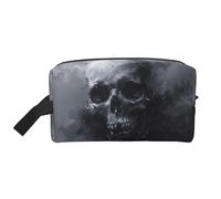 Beauty case da uomo con stampa di teschio fantasma horror, borsa per cosmetici, capiente, borsa da viaggio da donna, bianco, Taglia unica