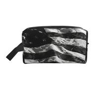 Beauty case da uomo con stampa mimetica con bandiera americana, borsa per cosmetici spaziosa borsa da viaggio da donna, bianco, Taglia unica