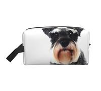 Beauty case da uomo con stampa Schnauzer ben comportata, borsa per cosmetici, capiente, borsa da viaggio da donna, bianco, Taglia unica