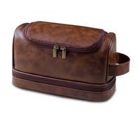 Beauty case da uomo, di alta qualità, durevole, organizer da viaggio per toelettatura e cura della persona, design impermeabile, elegante accessorio da viaggio, Marrone rossiccio., L