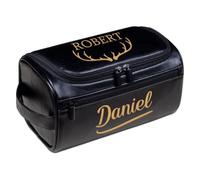 Beauty case da uomo in pelle personalizzata con iniziali, kit Dopp personalizzato in PU per papà, marito, fidanzato, testimoni dello sposo, Natale, compleanno, festa del papà, idea regalo