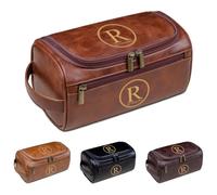 Beauty case da uomo in pelle PU personalizzata, con nome e testo incisi, essenziale da viaggio per marito, papà, testimone, regalo perfetto per la festa del papà, Natale e anniversario, Marrone