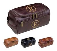 Beauty case da uomo in pelle PU personalizzata, con nome e testo incisi, essenziale da viaggio per marito, papà, testimone, regalo perfetto per la festa del papà, Natale e anniversario, Caff scuro